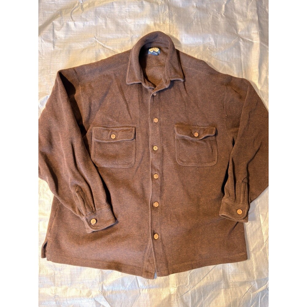 Tommy Bahama Mens Heavy Rib Knit Button Down Shirt Jacket Brown Size Large